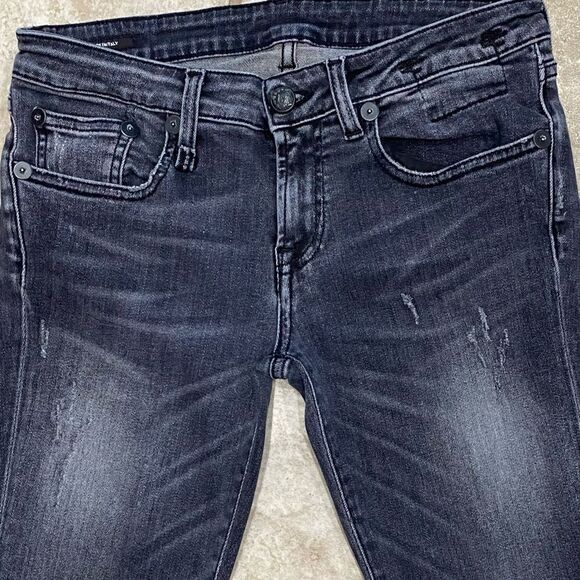 R13 Kate Skinny Jeans Orion Black 26x27 Made in Italy Distressed EUC - Picture 4 of 13